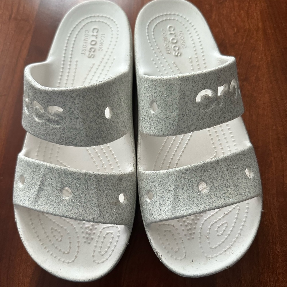 CROCS White sparkle 2 strap
